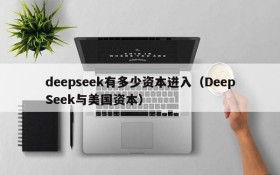 deepseek有多少资本进入(DeepSeek与美国资本)