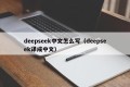 deepseek中文怎么写（deepseek译成中文）