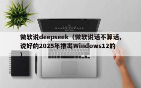 微软说deepseek（微软说话不算话,说好的2025年推出Windows12的）